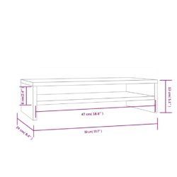 Monitorstativ hvit 50x24x13 cm heltre furu