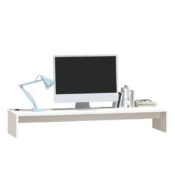 Monitorstativ hvit 100x27x15 cm heltre furu