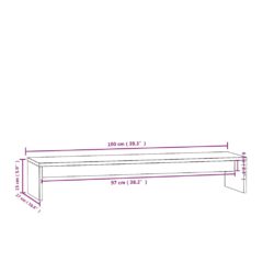 Monitorstativ hvit 100x27x15 cm heltre furu