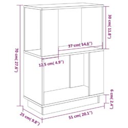 Bokhylle/romdeler svart 51x25x70 cm heltre furu