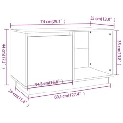 TV-benk hvit 74x35x44 cm heltre furu