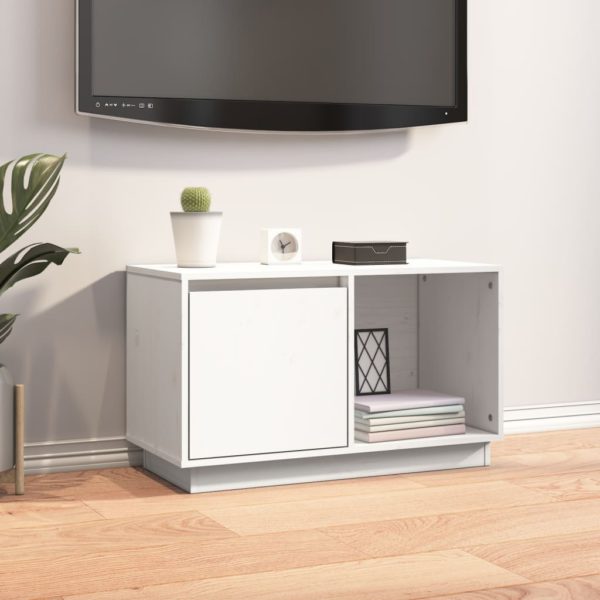 TV-benk hvit 74x35x44 cm heltre furu