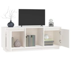 TV-benk hvit 110,5x35x44 cm heltre furu