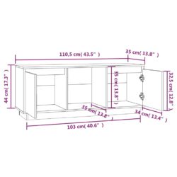 TV-benk hvit 110,5x35x44 cm heltre furu