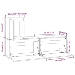 TV-benker 3 stk hvit heltre furu