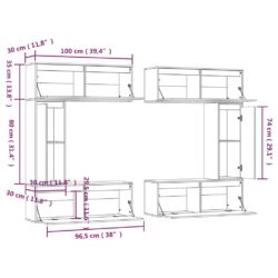 TV-benker 6 stk hvit heltre furu