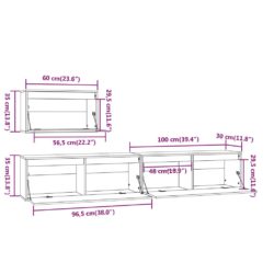 TV-benker 3 stk hvit heltre furu