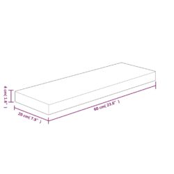 Hylleplate 60x20x4 cm ubehandlet heltre eik