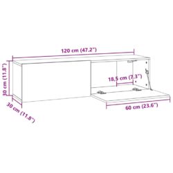 TV-benk brun eik 120x30x30 cm konstruert tre