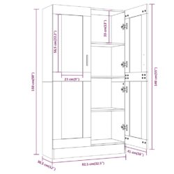 Vitrineskap grå sonoma 82,5×30,5×150 cm konstruert tre