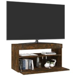 TV-benk med LED-lys røkt eik 75x35x40 cm