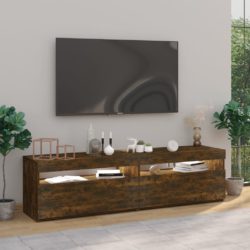 TV-benk med LED-lys 2 stk røkt eik 75x35x40 cm