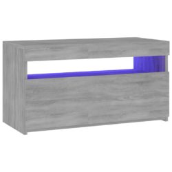 TV-benk med LED-lys grå sonoma 75x35x40 cm