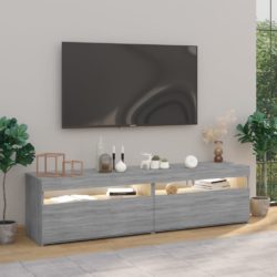 TV-benk med LED-lys 2 stk grå sonoma 75x35x40 cm