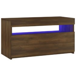 TV-benk med LED-lys brun eik 75x35x40 cm