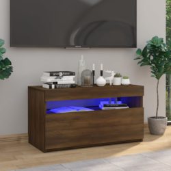 TV-benk med LED-lys brun eik 75x35x40 cm