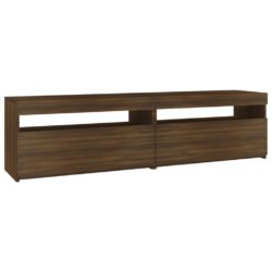 TV-benk med LED-lys 2 stk brun eik 75x35x40 cm