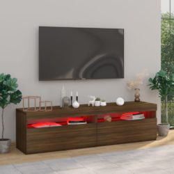 TV-benk med LED-lys 2 stk brun eik 75x35x40 cm