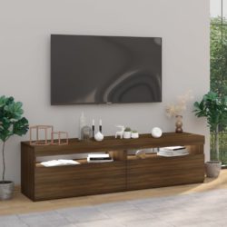 TV-benk med LED-lys 2 stk brun eik 75x35x40 cm