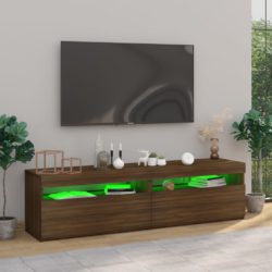 TV-benk med LED-lys 2 stk brun eik 75x35x40 cm