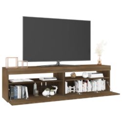 TV-benk med LED-lys 2 stk brun eik 75x35x40 cm