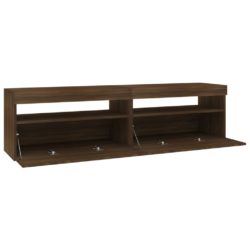 TV-benk med LED-lys 2 stk brun eik 75x35x40 cm