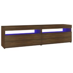 TV-benk med LED-lys 2 stk brun eik 75x35x40 cm