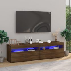 TV-benk med LED-lys 2 stk brun eik 75x35x40 cm