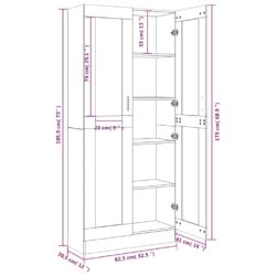 Vitrineskap grå sonoma 82,5×30,5×185,5 cm konstruert tre