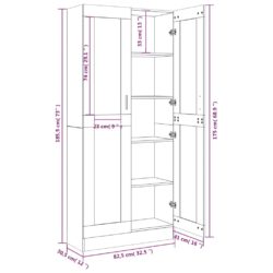 Vitrineskap brun eik 82,5×30,5×185,5 cm konstruert tre