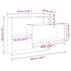 Vegghylle røkt eik 104x20x58,5 cm konstruert tre