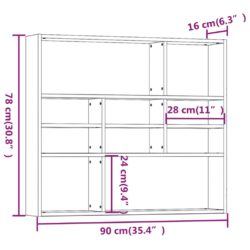 Vegghylle brun eik 90x16x78 cm konstruert tre