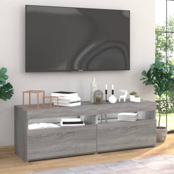 TV-benker 2 stk med LED-lys grå sonoma 60x35x40 cm