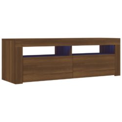 TV-benk med LED-lys brun eik 120x35x40 cm