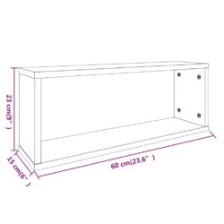 Vegghyller kube 2 stk røkt eik 60x15x23 cm konstruert tre