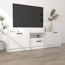 TV-benk høyglans hvit 140x35x40 cm konstruert tre