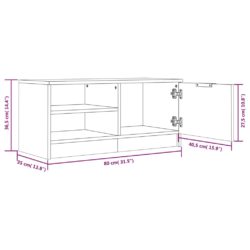 TV-benk hvit 80x35x36,5 cm konstruert tre