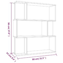 Bokhylle/romdeler brun eik 80x24x96 cm konstruert tre