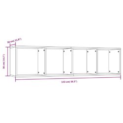 Bokhylle/TV-benk røkt eik 143x30x36 cm konstruert tre