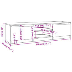 TV-benk røkt eik 140x40x35,5 cm konstruert tre