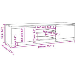 TV-benk grå sonoma 140x40x35,5 cm konstruert tre