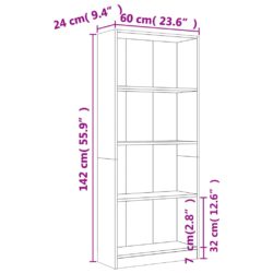 Bokhylle 4 etasjer grå sonoma 60x24x142 cm konstruert tre