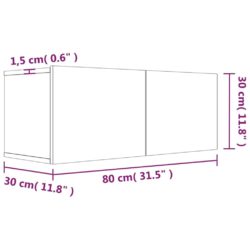 TV-benk røkt eik 80x30x30 cm konstruert tre