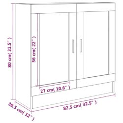 Vitrineskap røkt eik 82,5×30,5×80 cm konstruert tre