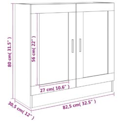 Vitrineskap brun eik 82,5×30,5×80 cm konstruert tre