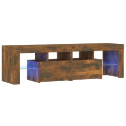 TV-benk med LED-lys røkt eik 140×36,5×40 cm