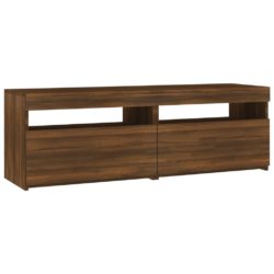 TV-benk med LED-lys brun eik 120x35x40 cm