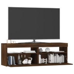 TV-benk med LED-lys brun eik 120x35x40 cm