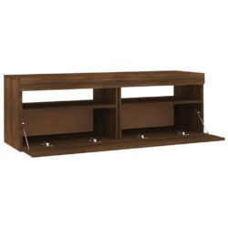 TV-benk med LED-lys brun eik 120x35x40 cm