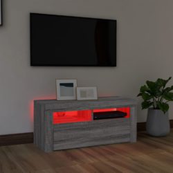 TV-benk med LED-lys grå sonoma 90x35x40 cm